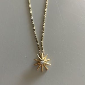Gold sun necklace with center diamond